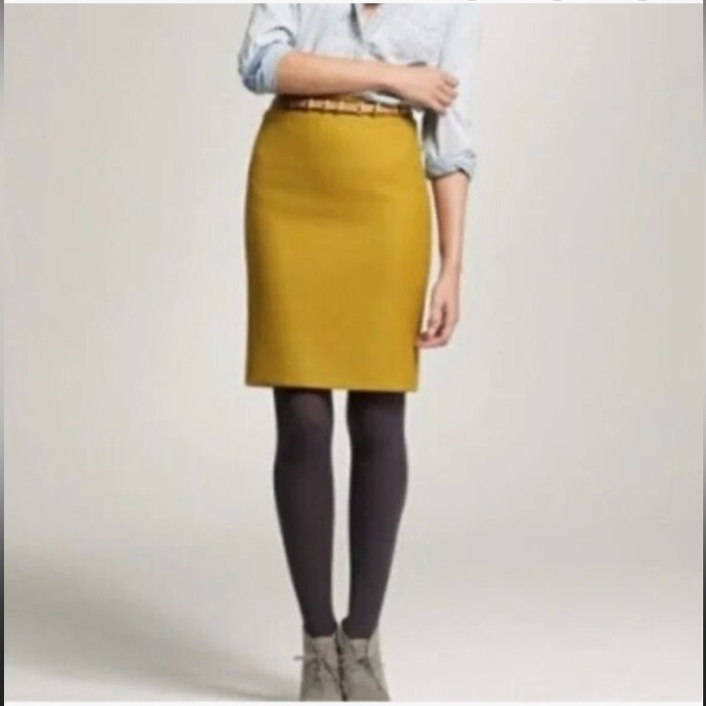 J. Crew Mustard Yellow Pencil Skirt